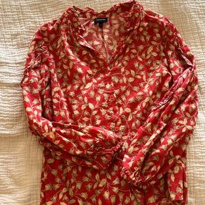 Red and tan silky top. Brand “who what wear” from Target. Size M
